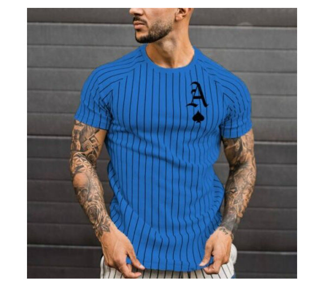 Men's Summer Short Sleeve 3D Printed Striped T-Shirt