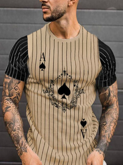 Men's Summer Short Sleeve 3D Printed Striped T-Shirt