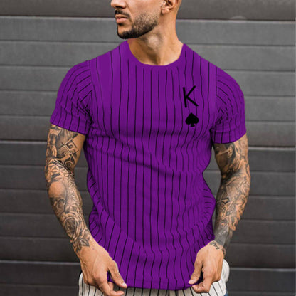 Men's Summer Short Sleeve 3D Printed Striped T-Shirt