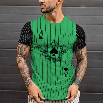 Men's Summer Short Sleeve 3D Printed Striped T-Shirt