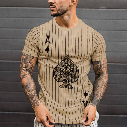 Men's Summer Short Sleeve 3D Printed Striped T-Shirt