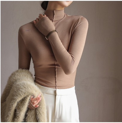 Amii Women's Turtleneck Knit Sweater - Long Sleeve Top