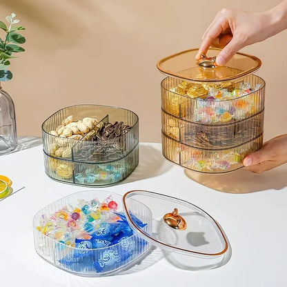 Delicate Cartoon Candy Tray with Lid - Multi-layer Storage