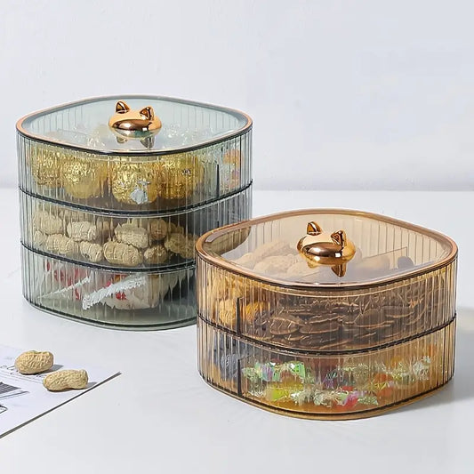 Delicate Cartoon Candy Tray with Lid - Multi-layer Storage