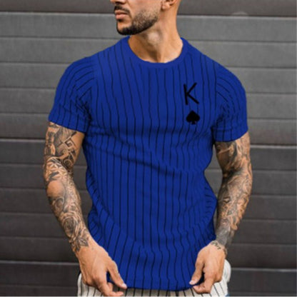Men's Summer Short Sleeve 3D Printed Striped T-Shirt