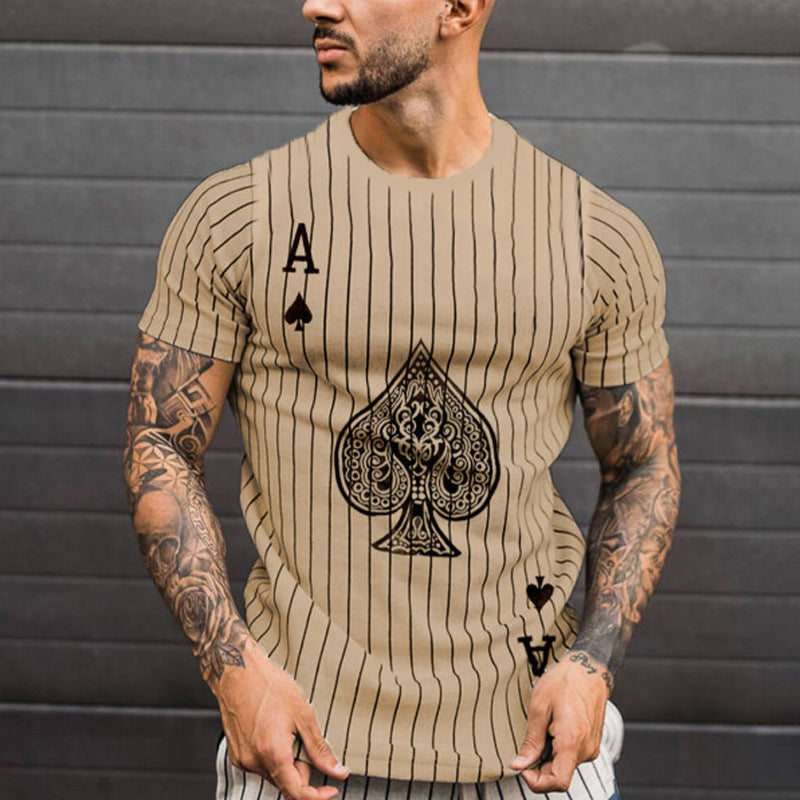 Men's Summer Short Sleeve 3D Printed Striped T-Shirt